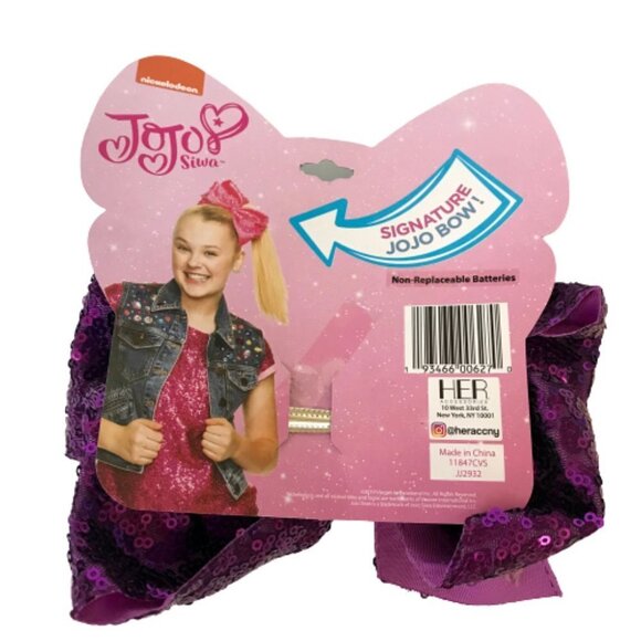 Jojo Siwa Halloween Hair Bow Clip Purple Sequin Cat Light Up LED Ribbon Girls 6" - Picture 2 of 6